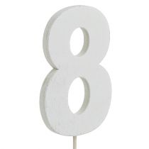 Cyfra jubileuszowa "8" na patyku biała L27cm 10szt.