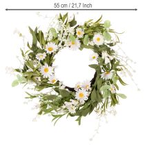 Produkt Sztuczny wianek ze stokrotek, naturalny wygląd i trwałość, do dekoracji drzwi i ścian, 55 cm