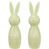 Produkt Ceramiczna figurka zająca wielkanocnego w kolorze pastelowej zieleni, dekoracja stołu, 22 cm, 2 sztuki
