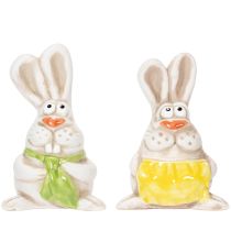 Produkt Figurki Zajączka Wielkanocnego, ręcznie malowane ceramiczne dekoracje, zabawny wzór do dekoracji wielkanocnych, 11 cm, 4 sztuki