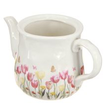 Produkt Ceramiczny dzbanek z motywem kwiatowym, idealny do wiosennych akcentów w salonie 20 cm