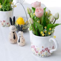 Produkt Ceramiczny dzbanek z motywem kwiatowym, idealny do wiosennych akcentów w salonie 20 cm