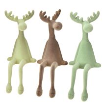 Produkt Stołek Edge z łosiem, dekoracja, flokowany, zielono-brązowo-miętowy, 31 cm, 3 sztuki