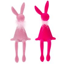 Produkt Figurka zająca wielkanocnego z boa z piór, półka, dekoracyjna figurka wielkanocna, 27 cm, 2 sztuki