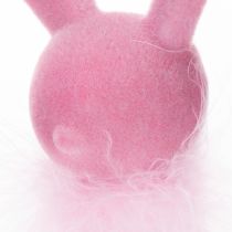 Produkt Figurka zająca wielkanocnego z boa z piór, półka, dekoracyjna figurka wielkanocna, 27 cm, 2 sztuki