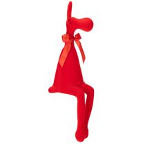 Produkt Dekoracyjna figurka łosia z kokardą, siedząca, półka z flokowanego materiału, 54 cm