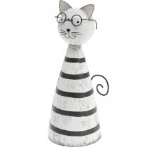 Produkt Kot w okularach, figura ozdobna do postawienia, figurka kota metal czarno-biały wys.16cm Ø7cm