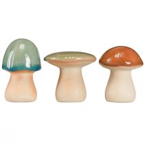 Produkt Dekoracja ceramiczna grzyby brązowy zielony niebieski dekoracja jesienna wys. 6-7,5cm 3 szt