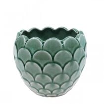 Ceramiczna doniczka Vintage Green Crackle Glaze Ø15cm W13cm
