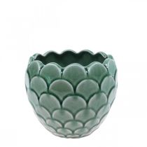 Ceramiczna doniczka Vintage Green Crackle Glaze Ø13cm W11cm