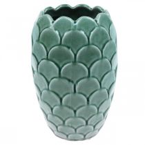 Ceramiczny wazon na kwiaty Vintage Green Crackle Glaze Ø15cm W22cm