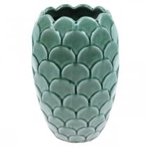 Produkt Ceramiczny wazon na kwiaty Vintage Green Crackle Glaze Ø15cm W22cm