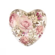 Produkt Ceramiczne dekoracyjne serce z różami fajansowymi na stół 10,5cm