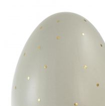 Produkt Ceramiczna dekoracja jajek wielkanocnych szare złote kropki Ø8cm W11cm 2szt