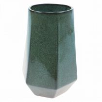Produkt Wazon ceramiczny Wazon na kwiaty Zielony Sześciokątny Ø14,5 cm W21,5 cm
