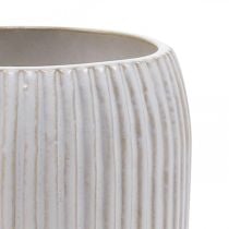 Ceramiczny wazon z rowkami Biały ceramiczny wazon Ø13cm W20cm