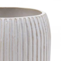 Ceramiczny wazon z rowkami Biały ceramiczny wazon Ø13cm W20cm