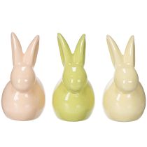 Produkt Ceramiczny królik, figurka dekoracyjna na stylowe Święta Wielkanocne, 11×6,5×12,5 cm, 3 sztuki