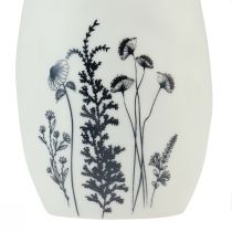 Produkt Ceramiczny króliczek w kolorze białym, ozdobne piórka, kwiaty Ø6cm W20,5cm