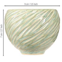 Produkt Ceramiczne miski w zielonym spiralnym wzorze Ø9cm H7cm 4szt