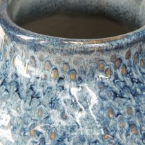 Produkt Wazon ceramiczny szkliwiony w kolorze niebiesko-białym, pleciony, wys. 18,5 cm
