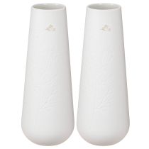 Produkt Wazon ceramiczny w kolorze białym i złotym z dekoracją w kształcie ptaka, Ø6,5cm, wys.19cm, 2 sztuki