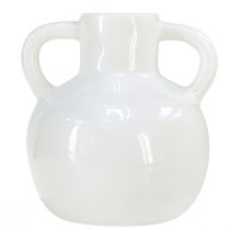 Produkt Wazon ceramiczny Biały wazon z 2 ceramicznymi uchwytami Ø7cm W11,5cm