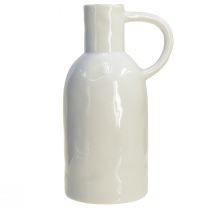 Produkt Biały ceramiczny wazon do suchej dekoracji, wazon z uchwytem, Ø9cm, H21cm