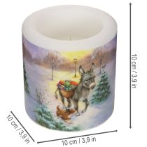 Produkt Świeca filarowa zimowy krajobraz z motywem osła i psa 10cm