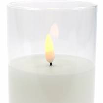 Świeca LED w szkle z prawdziwego wosku biała Ø7,5cm W10cm