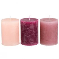 Produkt Świece Świece filarowe Pink Berry 3 kolory 60x80mm 12 szt