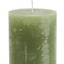 Produkt Świece jednokolorowe oliwkowo-zielone świece walec 70×120mm 4szt
