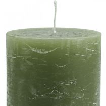 Produkt Świece jednokolorowe oliwkowo-zielone świece filarowe 85×150mm 2szt