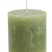 Świece jednokolorowe oliwkowo-zielone świece walec 70×80mm 4szt