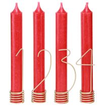 Produkt Świeca dekoracyjna adwentowa cyfry 1-4 matowe złoto metal wys. 10cm 4 szt.