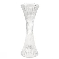 Produkt Świecznik szklany, przezroczysty, świecznik z rowkami, wys. 20cm, 2 sztuki