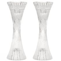 Produkt Szklany świecznik z przezroczystymi otworami na świece, wys. 20 cm, 2 szt.