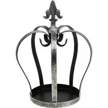 Dekoracyjna korona z metalu w stylu postarzanego srebra Ø18 cm W26 cm