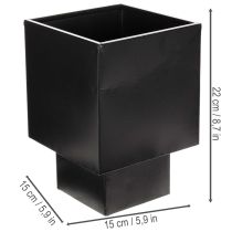 Produkt Czarna doniczka w kształcie kostki z podstawą, nowoczesna, 22 cm