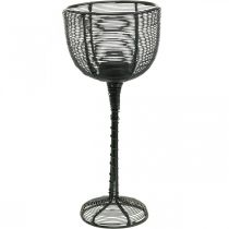 Świecznik na tealight czarny metalowy ozdobny kieliszek do wina Ø10cm W26,5cm