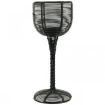 Świecznik na tealight metalowy czarny ozdobny kieliszek do wina Ø13cm W31,5cm