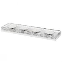 Produkt Świecznik biały świecznik metalowy drewniany 60x15x5cm