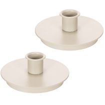 Produkt Okrągłe świeczniki w kolorze kremowym na świece stożkowe, dekoracja stołu, 10 cm, 2 sztuki