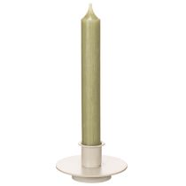 Produkt Metalowy świecznik w kolorze matowego beżu, mały świecznik na świece stożkowe, 8 cm, 3 sztuki