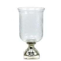 Latarnia szklana z podstawą w kolorze antycznego srebra Ø17cm W31,5cm