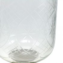 Lampion Szklany Świecznik Antyczny Wygląd Srebrny Ø11.5cm W42.5cm