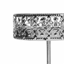Produkt Filigranowy świecznik do zatykania srebrny Ø6,4cm W12,5cm 4 sztuki, wygląd antyczny