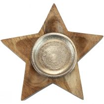 Świecznik drewniany świecznik na tealighty gwiazda 15x15x5cm 2szt