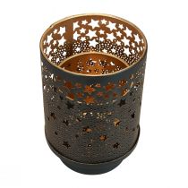 Produkt Świecznik metalowy, czarne/złote gwiazdki, wys. 13,5 cm/19 cm, zestaw 2 szt