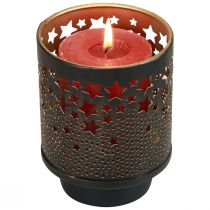 Produkt Świecznik metalowy, czarne/złote gwiazdki, wys. 13,5 cm/19 cm, zestaw 2 szt